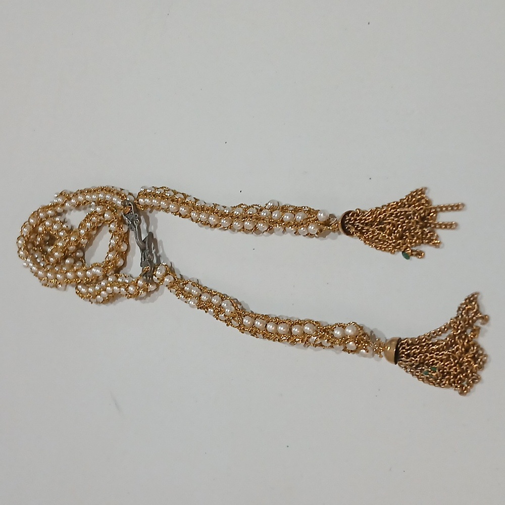 Vintage Gold Pearl Filagree Necklace